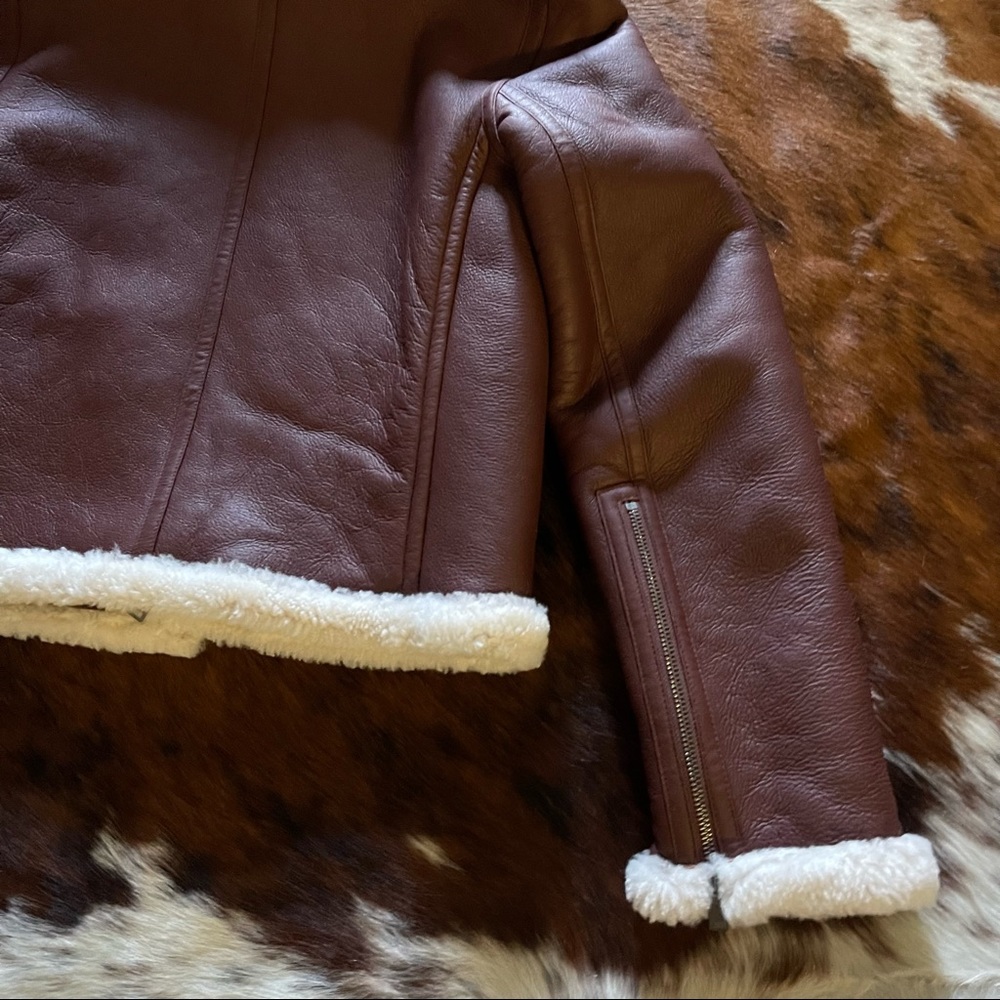 Theory crop genuine lamb shearling moto relax jacket - Picture 13 of 15